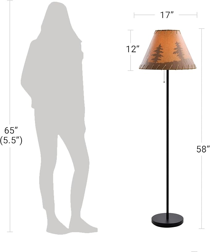 Catalina Lighting 19910-000 Rustic Cabin Lodge Floor Lamp, Standing Lamp, Living Room Light for Cabin or Home, LED Bulb NOT Included, 58", Brown Print