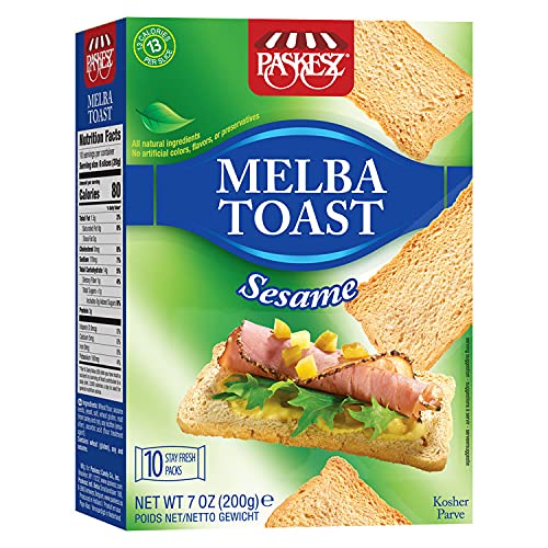 Only Kosher Candy Melba Toast Flatbread Crackers Classic Sesame Kosher Parve with No Artificial Flavor, Fresh Natural Ingredients, Kosher Certified Delicious Snack Crackers (Pack of 2)