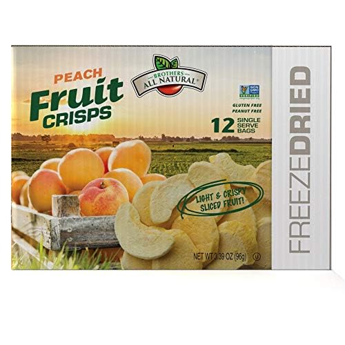 Brothers All Natural Freeze Dried Fruit Crisps, Peach, 0.28 Oz (Pack of 24), Made with 100% Fruit, Gluten Free, Soy Free, Vegan, Heathy Snack, Lunch Box Ready