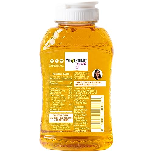 Wholesome Yum Orange Zero Sugar Honey Substitute (Keto) - Natural Sugar Free Honey Alternative With Monk Fruit & Allulose - 0 Net Carbs, Non-GMO, Gluten Free, No Aftertaste (11 oz)