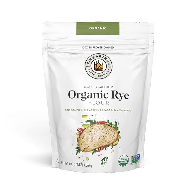 King Arthur Baking Organic Medium Rye Flour - 3 lbs for Complex Flavorful Breads & Baked Goods - 100% US Grown & Milled - Non-GMO Project Verified - Robust Flavor for Rye Bread, Cookies & More