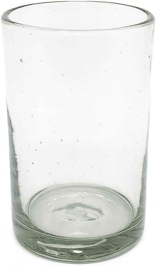Clear 14 oz Drinking Glasses (set of 6), Hand Blown Mexican Glassware, Recycled Glass Drinking Glasses, Lead-Free, Cocktail Margarita Glasses, Wine Glasses, Shot Glasses, Whiskey Glasses (Drinking)