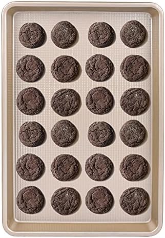 Kitcom Nonstick Large Baking Cookie Sheet, Heavy Duty Carbon Steel Baking Pan for Oven, 17.7 Inch x 12.8 Inch, Champagne Gold