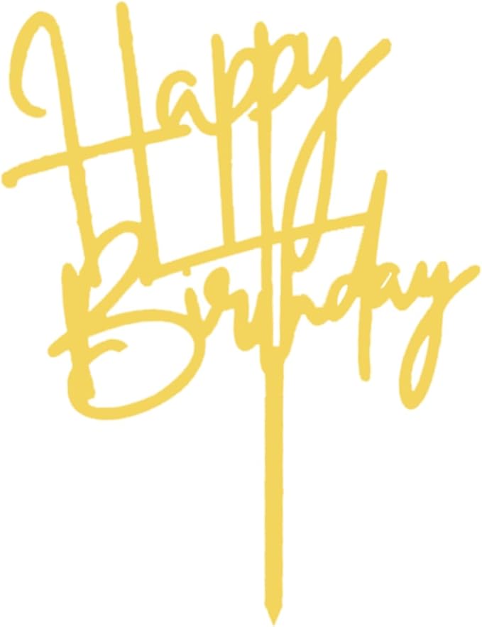 ZHENGYE Gold Acrylic Happy Birthday Cake Topper Cupcake Topper Decorations for Baby Shower Children or Adults Birthday Cake Decoration Supplies(Gold 16)