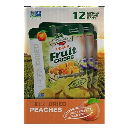 Brothers All Natural Freeze Dried Fruit Crisps, Peach, 0.28 Oz (Pack of 24), Made with 100% Fruit, Gluten Free, Soy Free, Vegan, Heathy Snack, Lunch Box Ready