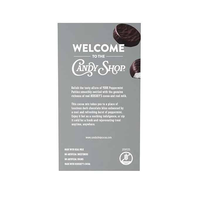 Candy Shop Cocoa YORK Peppermint Pattie Cocoa Mix Hot Chocolate Make Hot or Iced Cocoa Made With Real Milk Gluten Free 1.25 oz packet (8 count)