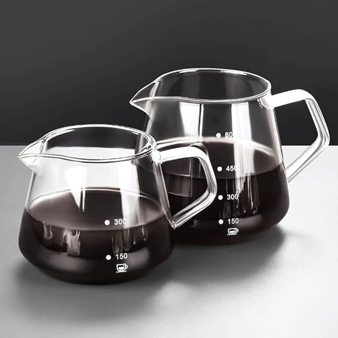 Pour Over Coffee Maker - 20 OZ /600ML Glass Carafe Coffee Server with Glass Coffee Dripper/Filter, Drip Coffee Maker Set for Home or Office, 1-5 Cups