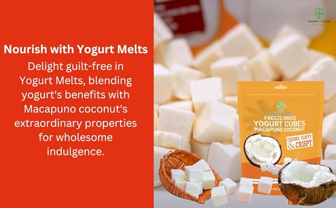 (Pack of 3) NOKKI FARM Freeze-dried Macapuno Coconut Yogurt Melts 50g | No Artificial Colors | No preservatives | Non GMO