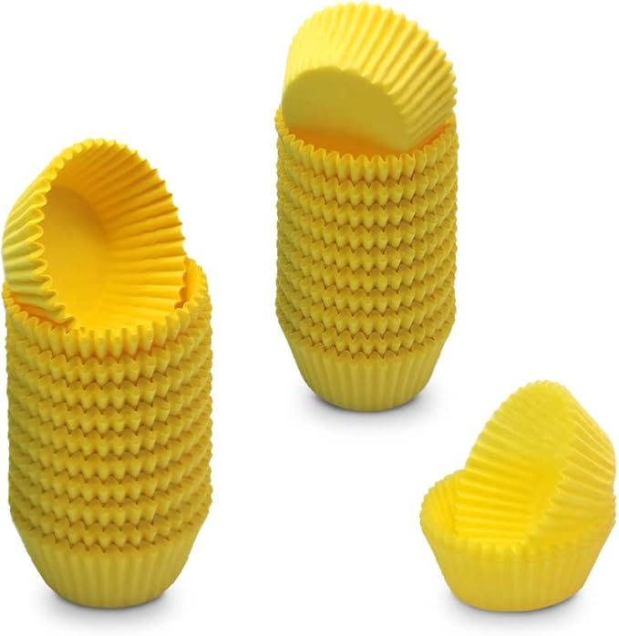 Yellow Mini Cupcake Liners Natural Greaseproof Paper Muffin Baking Cups, 500-Count
