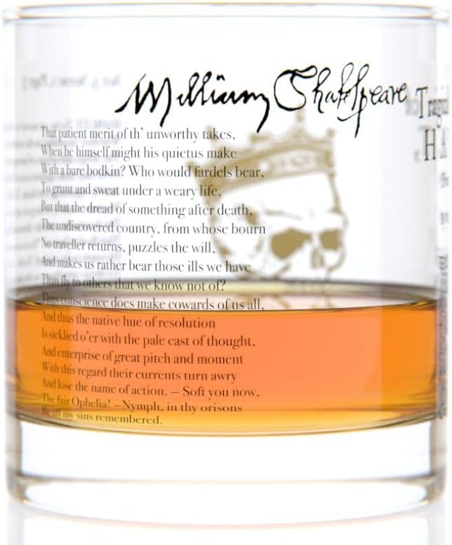 Well Told Classic Literature Rocks Glass - The Tragedy of Hamlet by William Shakespeare - Old Fashioned Whiskey Glass Gift for Book Lovers (11 oz)