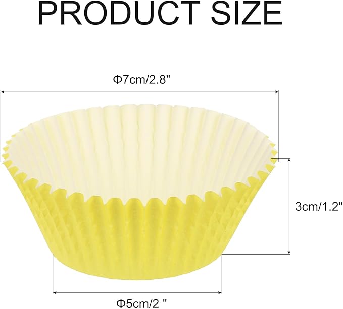 uxcell 300 Pcs Cupcake Liners, Muffins Paper Baking Cups Wrappers Standard Greaseproof for Baking Cupcake Wrapper, Yellow