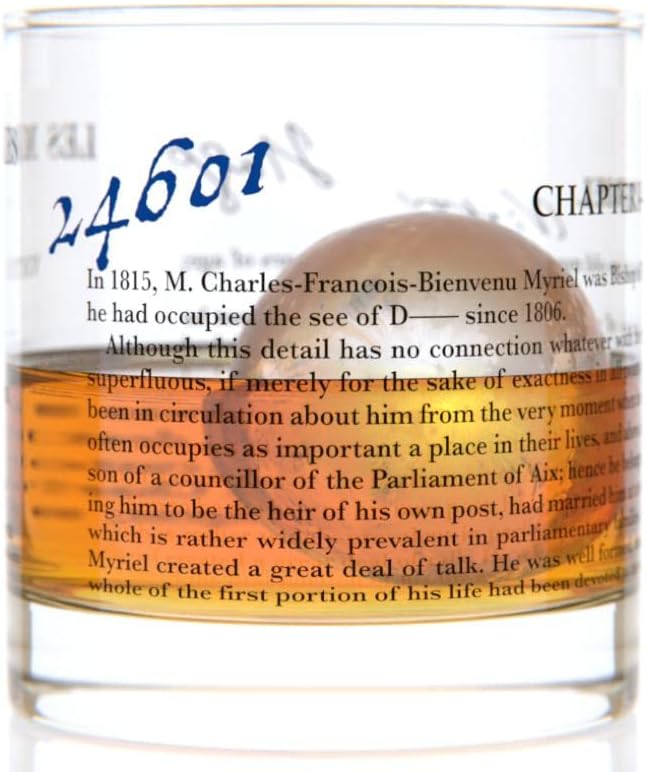 Well Told Classic Literature Rocks Glass - Les Misérables - Old Fashioned Whiskey Glass Gift for Book Lovers (11 oz)