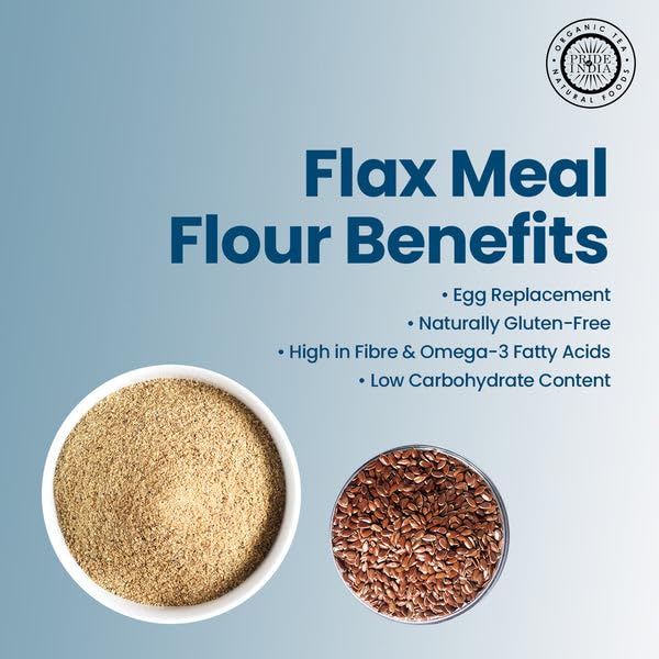 Pride of India - PACK of 6 - Flax Meal Flour 1 lbs (454 gm) Nutty Earthy Taste Freshly Milled in Small Batches | Used for Baking Coating Thickening | Prepare Muffins Pancakes Smoothies Pudding Salads