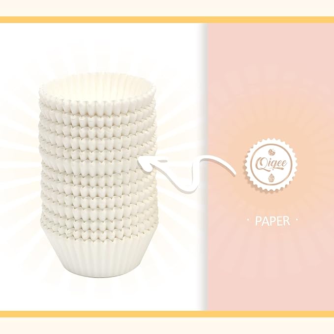 qiqee 600 Count Large Size Cupcake Liners White Muffin Liners Food Grade Jumbo Baking Cups Paper No Smells竊뉽arge Sizeç«?"<div>