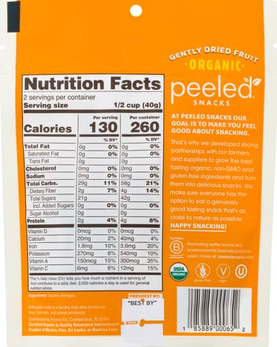 Peeled Snacks Organic Dried Fruit ??Healthy, Vegan Snacks for On-the-Go Lunch and More Mango 2.8 Oz (Pack of 1)