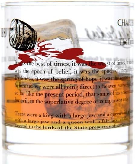 Well Told Classic Literature Rocks Glass - A Tale of Two Cities by Charles Dickens - Old Fashioned Whiskey Glass Gift for Book Lovers (11 oz)
