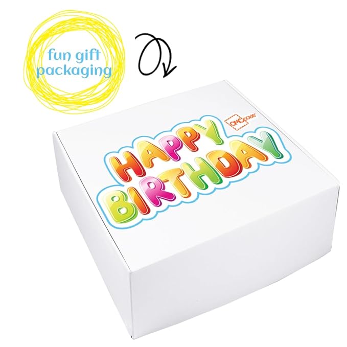Happy Birthday Cookies Decorated Gift Basket Large 6 pack | Individually Wrapped Sugar Cookie Jumbo with Icing Cake Party | Nut-Free Kosher