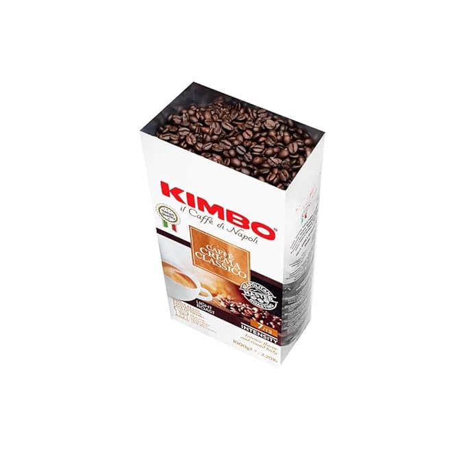 Kimbo Caffe Crema Classico Whole Bean Coffee | Blended and Roasted in Italy | Light Roast | 7/13 Intensity, 2.2 Lbs Bag