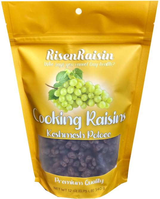 Cooking Raisins (Keshmesh Poloee) | 12 oz (340 g) | No Sugar Added | All Natural & Unsulfured | Soft & Flavorful | Ideal for Persian Rice & Baking | Packed in California | RisenRaisin Brand