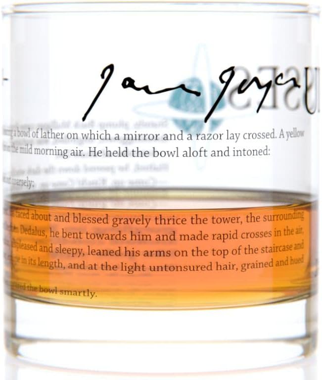 Well Told Classic Literature Rocks Glass - Ulysses by James Joyce - Old Fashioned Whiskey Glass Gift for Book Lovers (11 oz)