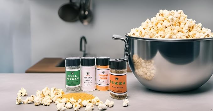 Popcorn Seasoning | Variety 4 Pack | Cheddar Cheese | Dill Pickle | Pizza | Sea Salt & Vinegar | Premium | Crafted in Small Batches | Indulgent Popcorn Seasoning 4-Pack ??Four Irresistible Flavors for Gourmet Snacking!