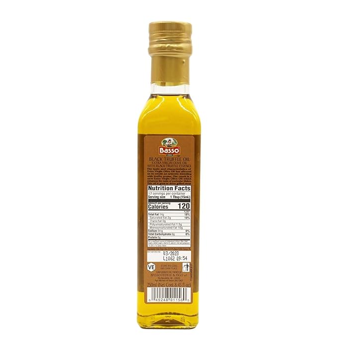 BASSO 1904 - Black Truffle Oil, Large Bottle 8.5oz (250 ml), High Concentrate, Great for Cooking, Pasta, Pizza, Risotto