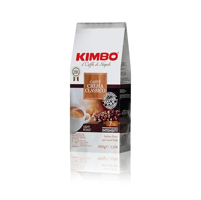 Kimbo Espresso Crema Intensa Whole Bean Coffee | Medium Dark Roast | 11/13 Intensity | Blended & Roasted in Italy | Full Body with Cinnamon Notes | 2.2 Lbs bag