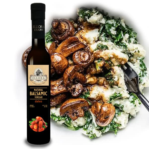 Ellora Farms, Date Balsamic Vinegar, Thick and creamy, Barrel aged, No-added sugar, Award Winning, Glass bottle, 8.45 oz., Pack of 1