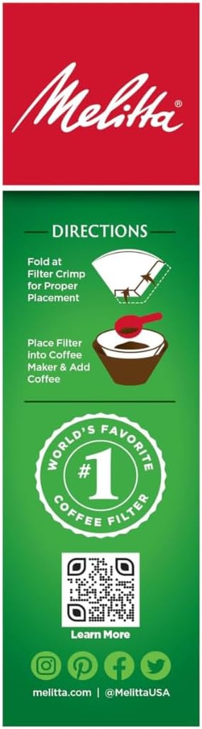 Melitta #4 Cone Coffee Filters, White, 100 Count (Pack of 6), 600 Total Filters - Packaging May Vary