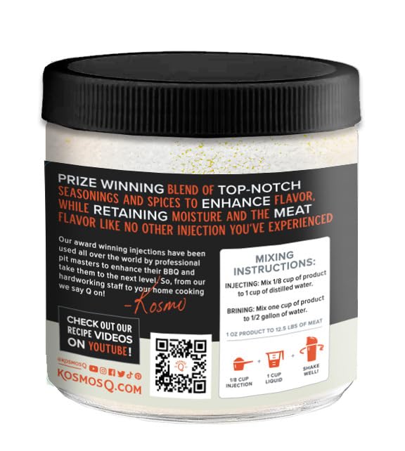 Kosmos Q Moisture Magic BBQ Injection, Phosphate Meat Marinade for Chicken, Pork, Brisket, Fish & More, BBQ Competition Injection Blend to Maximize Juiciness, Flavor & Moisture, Gluten Free, 16 Oz Jar