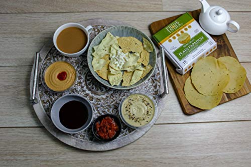 Pride Of India - Mung Bean Plain Papadum Lentil Crisp, Pack of 6-10 count (3.53oz - 100gm) - Protein Fiber & Iron Rich, Gluten-Free Vegan Lentil Crackers, Healthy Indian Appetizer, Ready in Seconds