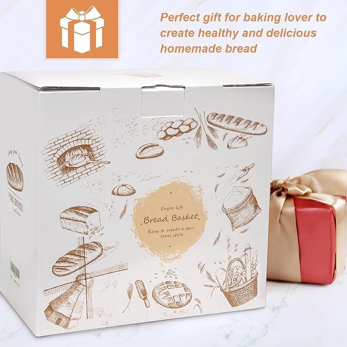 Banneton Bread Proofing Basket Set of 2, 10 Inch Oval Sourdough Bread Baking Supplies, Bread Making Starter Kit, Proofing Baskets for Baking, Perfect Baker's Gift Set