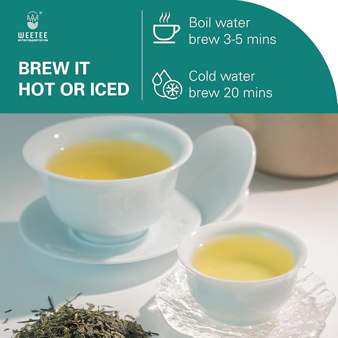 WT WEETEE Organic Sencha Green Tea, Organic Steamed Sencha Green Tea Loose Leaf, Shade Grown Gyokuro 100g/3.5oz, Smooth & Refreshing, Natural Caffeine & Antioxidant