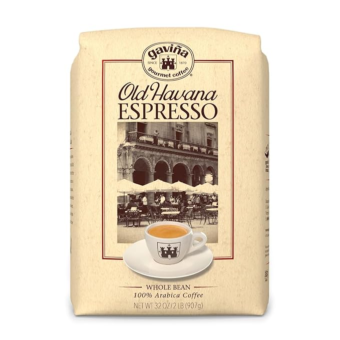 Gaviña Old Havana Espresso Whole Bean Coffee ??Medium-Dark Roast, 100% Arabica, Nutty and Sweet Flavor, Great for Espresso Machines and Moka Pots, 32 oz Bag