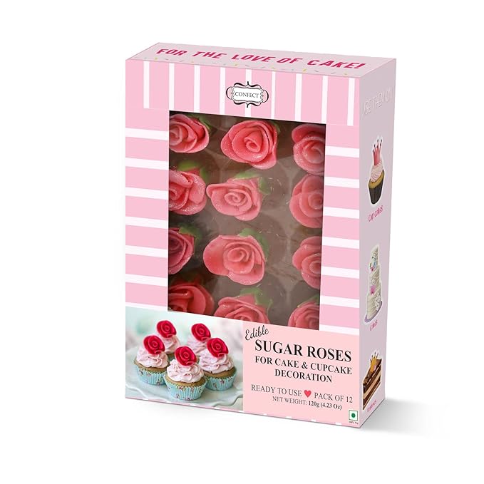Confect Edible Flower | Edible Flower for cake decorations | Edible Flower Cupcake Toppers | Cupcakes & Doughnut Edible Toppers | Edible Neon Pink Flower- Vegan, Gluten-Free, Soy-Free, Dairy-Free, Palm Oil-Free -Pack of 12