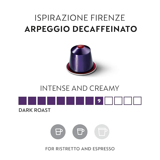 Nespresso Capsules Original Line, Arpeggio Decaffeinato, Dark Roast Coffee, 50-Count Coffee Pods