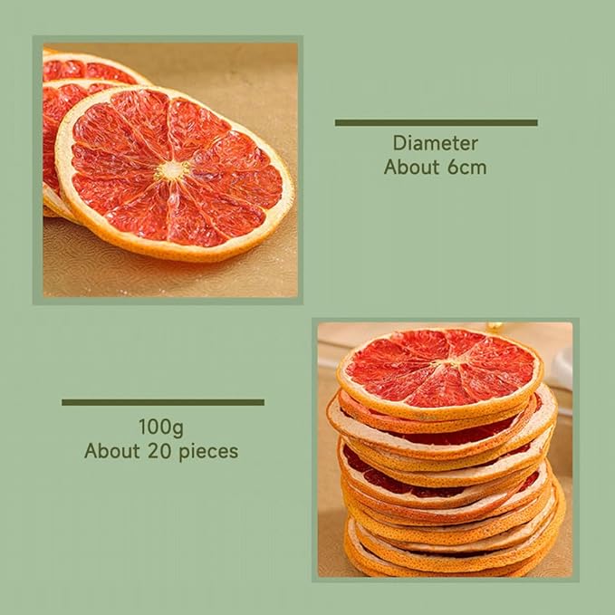 Mkostlich Dried Grapefruit Slices, 3.52oz/100g Dehydrated Grapefruit for Cocktails, Red Grapefruit Slices, No Sugar Added