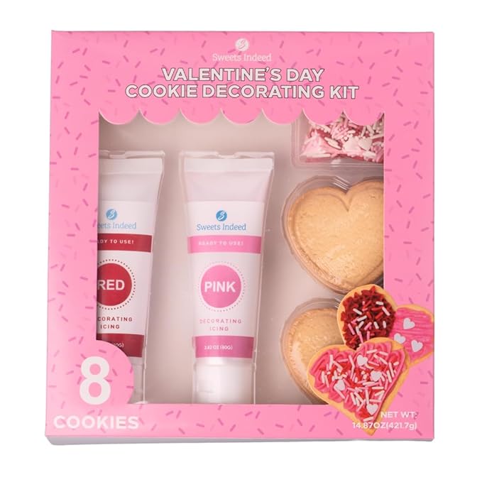Sweets Indeed Holiday Cookie Decorating Kit plus Sprinkles Frosting Tubes nozzles 14.17 ounces Perfect for baking and cookie decoarting (Valentines Day)