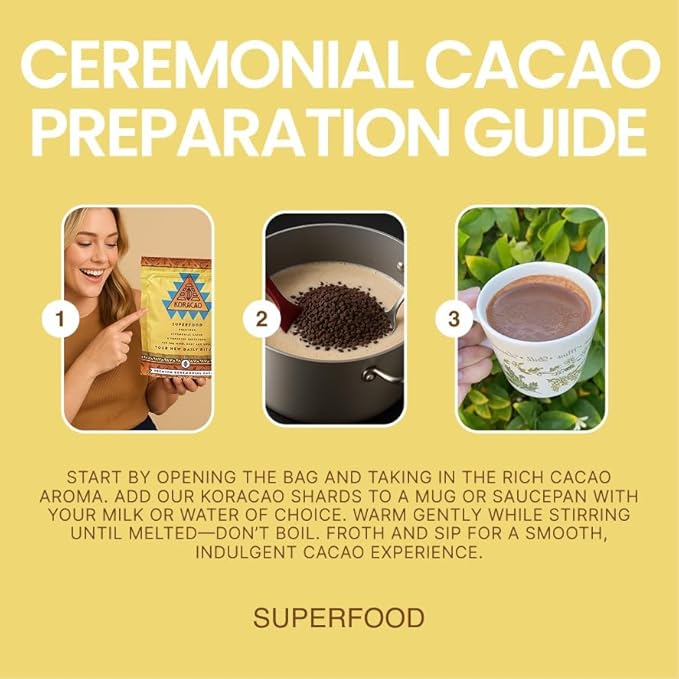 KORACAO Sustainably Harvested Cacao | Ideal Superfood for Everyday Bliss | Ceremonial Grade Cacao | Enhance Your Spiritual Journey with Ancient Superfood Delight - 1/2 Pound