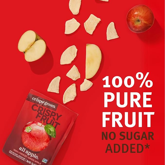 Crispy Green Natural Freeze-Dried Fruit, Apple Single-Serve, No Sugar Added, 0.53 Ounce (Pack of 12)