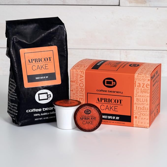 Apricot Cake Coffee Pods by Coffee Beanery | 12ct Flavored Coffee Pods Medium Roast Coffee Pods| 100% Specialty Arabica Coffee| Gourmet Coffee Pods