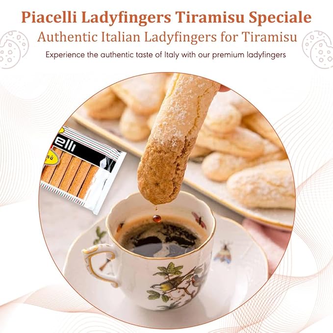 PIACELLI Ladyfingers Tiramisu Speciale - Authentic Italian Sponge Lady Fingers for Tiramisu ??Traditionally Baked Ladyfinger Cookies - 2 Pack (400g/14.11oz Each)