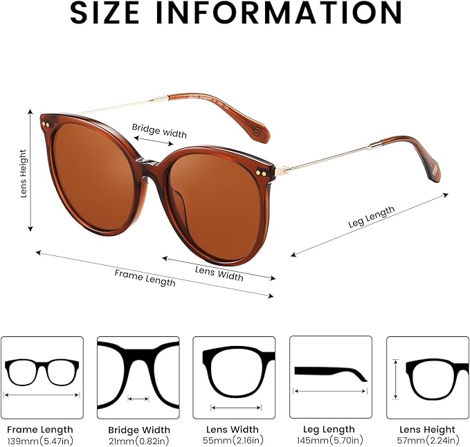 DUCO Oversized Polarized Sunglasses Womens Trendy Mirrored Shades Retro Round Vintage Light Weight UV400 Sun Glasses W016