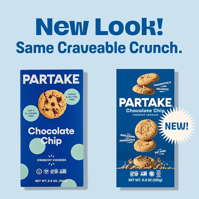 Partake Gluten Free Crunchy Cookies Variety Pack (Chocolate Chip, Ginger Snap, Classic Graham Cracker) - Vegan - Free From the Top 9 Allergens Including Dairy, Wheat, Soy, Eggs, & Peanuts - Non GMO - Safe School & Office Snack (3 Pack, 5.5oz Boxes)