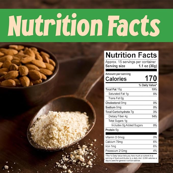 Sincerely Nuts ??Natural Almond Flour Meal | 2 Lb. Bag | Fine Grain | Low Calorie, Low Sodium, Vegan, Gluten Free | Gourmet Kosher Snack Food | Source of Fiber, Protein, Vitamins and Minerals