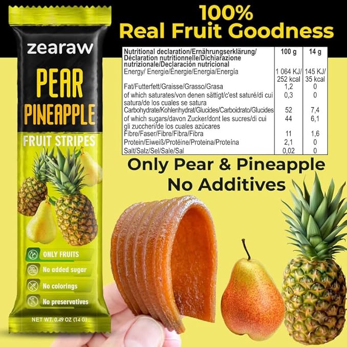 ZEARAW Healthy Fruit Snacks for Adults and Kids ??30 Organic Fruit Leather with Dried Pineapple, Blueberry, Strawberry-Raspberry ??Vegan Low-Carb Variety Pack Strips for Kids ??Sugar Free Bars
