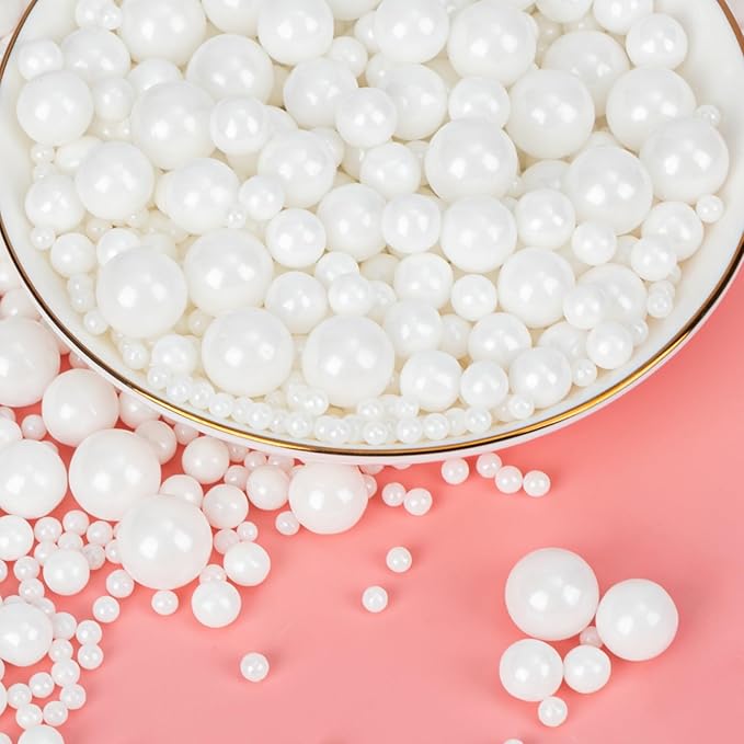 Twisweet White Pearl Sprinkles for Cake Decorating, Edible Sugar Pearls for Baking, Mix Size, Cake Topper Cupcake Cookie Ice Cream Dessert Decorations, Valentines Birthday Christmas Wedding Supplies (130g/4.58oz)