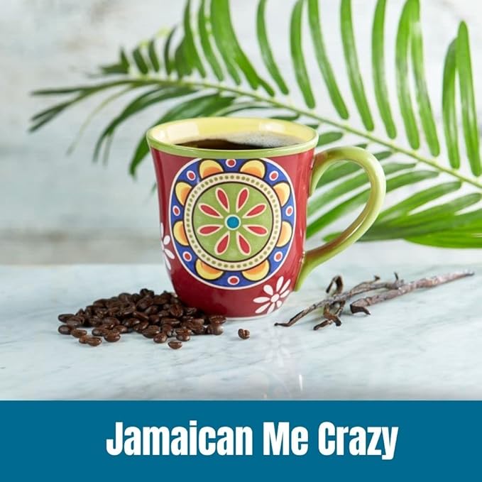 Door County Coffee Jamaican Me Crazyì§?Flavored Ground | 10 Count Single Serve Cups | Medium Roast | 100% Specialty Arabica | Flavored Gourmet | Rum & Vanilla Flavored