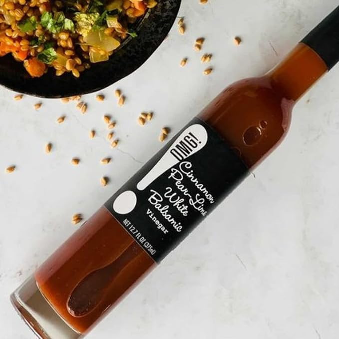 OMG! Oils: Cinnamon Pear-Lime White Balsamic Vinegar (Perfect for Dipping, Marinades, Glazing and Topping!), 375ml/12.7oz??,<div>
