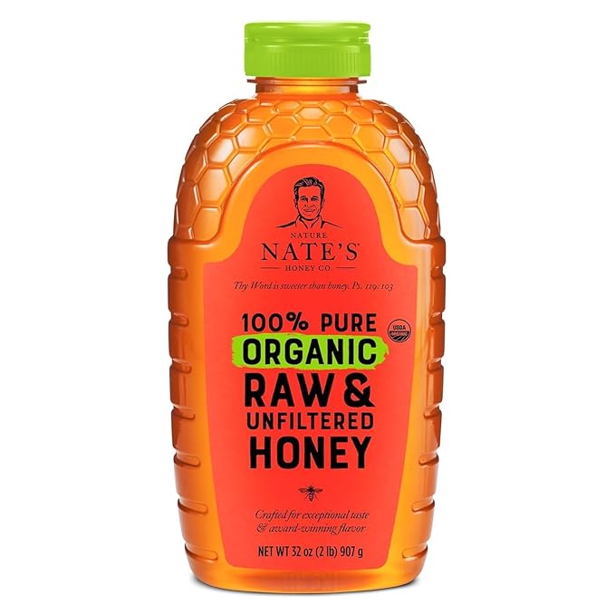 Nate's Organic 100% Pure, Raw & Unfiltered Honey - USDA Certified Organic - 32oz. Squeeze Bottle